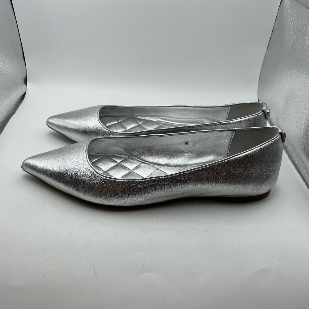 Silver Pointed-Toe Women's Ballet Flats